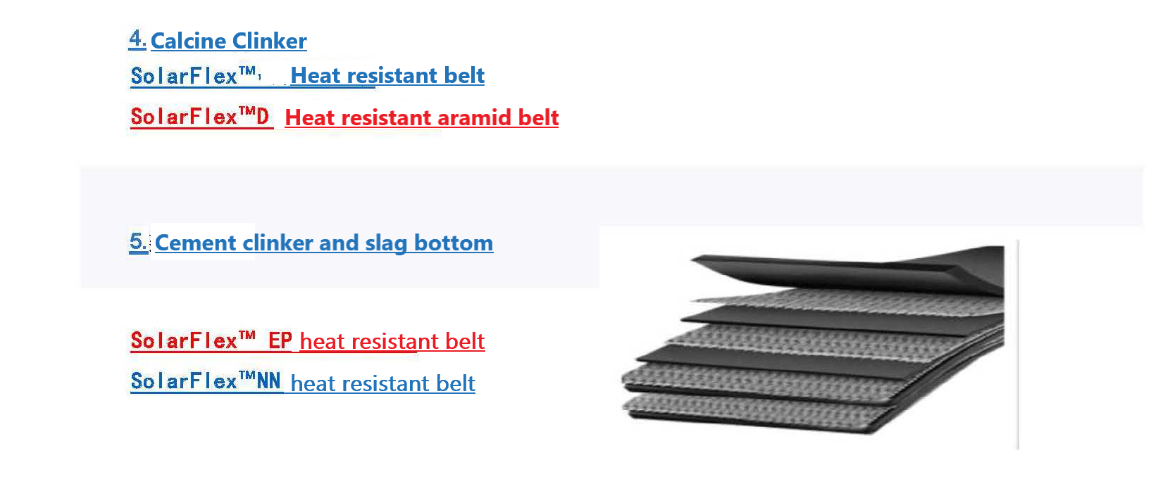 Straight Warp( SW ) Conveyor Belt